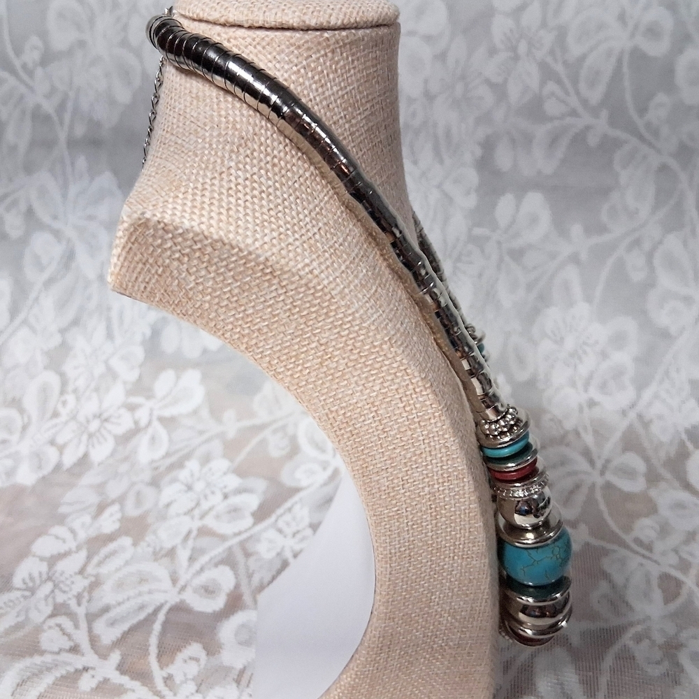 Terra Chrome Necklace Mirror Finish Beaded With Silver Spacers - Picture 8 of 9